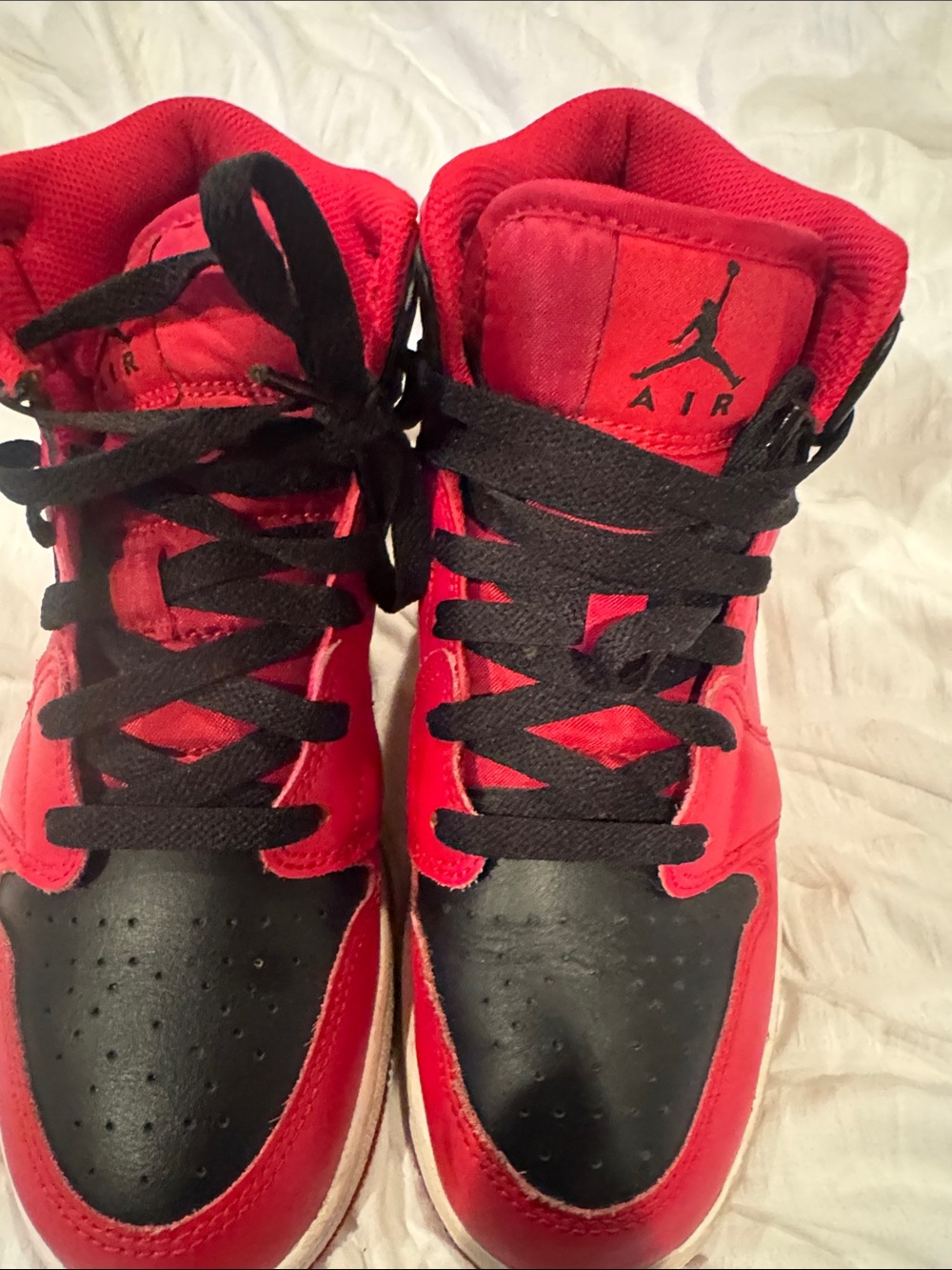Jordan Kids Red and Black High Top Sneakers
